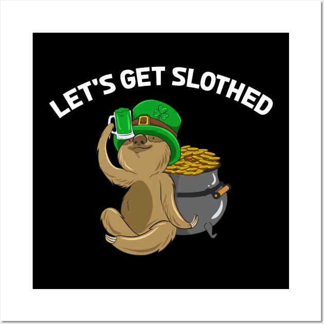 Funny St Patricks Day T-Shirt Sloth Pattys Shamrock Gift Wall Art by Dr_Squirrel